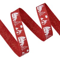 Ruban lurex noel cottage rouge - Mondial Tissus