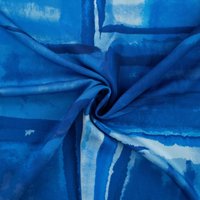 Tissu satin viscose imprimé peinture abstraite bleu - Mondial Tissus