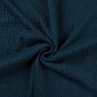 Maille jersey façon smocks unie bleu pétrole - Mondial Tissus