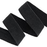 Ruban sergé coton noir 20mm - Mondial Tissus