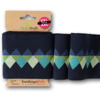 Poignet bord-côte bio cuff me Icon carreaux bleu - Albstoffe - Albstoffe - Mondial Tissus