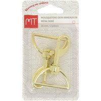 Mousqueton finition demi anneau en métal 40 mm 2 pcs or - MT - Mondial Tissus