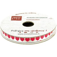 Bobine ruban satin cœur rose 4m X 6 mm - MT - Mondial Tissus