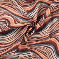 Tissu crêpe polyester yoryu imprimé vague psychédélique marron - Mondial Tissus