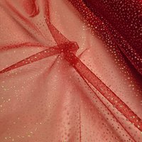 Tissu organza transparent mini flocon pailleté rouge - Mondial Tissus