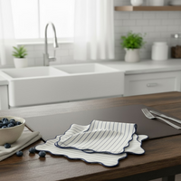 Lot de 4 serviettes de table poisson bleu 38x38cm - MT - Mondial Tissus