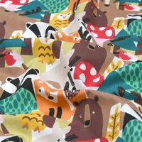 Toile polycoton animaux foret papier decoupé multicolore - Mondial Tissus
