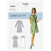 Patron Simplicity S9104.R5 - Robe Vintage Rétro Sixties Différents Cols 42 - 50 - Simplicity - Mondial Tissus