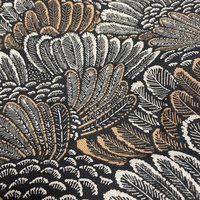 Tissu bachette linenlook plumage fond noir noir - Mondial Tissus