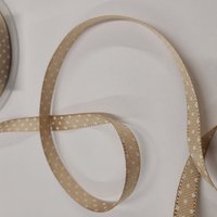 Ruban polyester strié à pois 10mm beige - Mondial Tissus