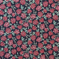 Tissu jacquard gobelin multi roses fond noir - Mondial Tissus