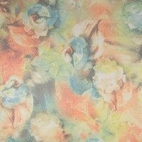 Maille jersey mesh imprimé fleurs multico - Mondial Tissus