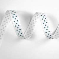 Ruban gros grain blanc à pois bleus - Mondial Tissus