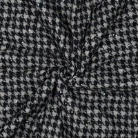 Tissu doudoune pied de poule argent - Mondial Tissus