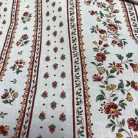 Tissu cretonne enduite floral rayure terracotta - Mondial Tissus