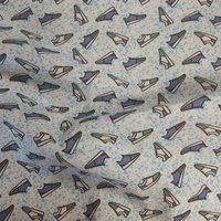 Percale coton chemise blanche et bleu ciel impression digitale sneakers - Mondial Tissus