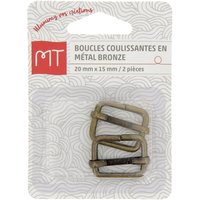 Boucle à coulisse en métal 20 mm x 12 mm 2 pcs bronze - MT - Mondial Tissus
