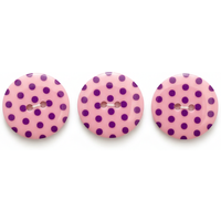 Lot de 3 boutons roses pois mauves 25 mm - Récréatys - Mondial Tissus