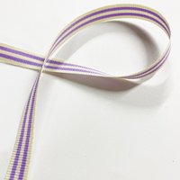 Galon gros grain rayé violet et blanc 10 mm - Frou Frou - Mondial Tissus