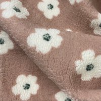 Tissu sherpa petite fleur blanche rose - DOMOTEX - Mondial Tissus