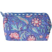 Trousse block print fleurs blanches fond bleu - 12x20cm - A.U Maison - Mondial Tissus
