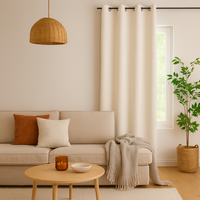 Rideau paddou bouclette naturel 140x260 - Mondial Tissus