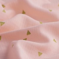 Tissu lange rose triangles dorés - Mondial Tissus