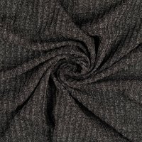 Maille tricot côtelée chinée noir - Mondial Tissus