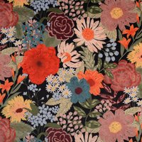 Tissu velours imprimé Fleurs bleu - MT - Mondial Tissus