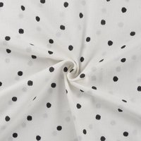 Tissu popeline coton imprimé gros pois noirs blanc - Mondial Tissus