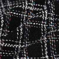Tissu tweed polyester à carreaux écru noir - Mondial Tissus