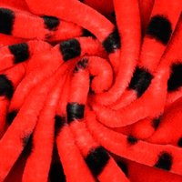 Tissu fausse fourrure pois noir rouge - Mondial Tissus