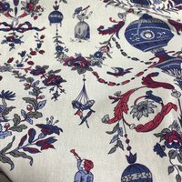 Tissu bachette montgolfières fleuries grande largeur bleu - Mondial Tissus