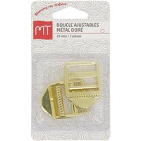 Boucle ajustable metal 25 mm 2 pcs or - MT - Mondial Tissus