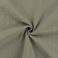 Tissu coton lin crinkle uni vert kaki - Mondial Tissus