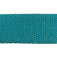 Sangle polyester bleu turquoise lurex doré 30 mm - Mondial Tissus