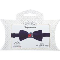 Kit couture noeud pap' en velours et liberty marine - Com'1 idée - Mondial Tissus