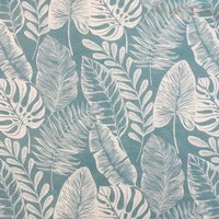 Tissu Voilage étamine bleu motifs feuilles XXL 300cm - Mondial Tissus