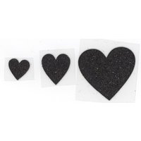 Écussons thermocollants trois cœurs paillettes noirs - MT - Mondial Tissus