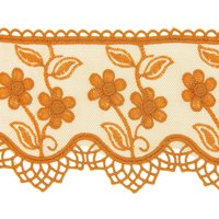 Ruban dentelle à fleurs ocre 85mm - Mondial Tissus