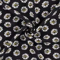 Tissu popeline viscose imprimé petites pâquerettes noir - Mondial Tissus