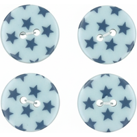 Carte 4 boutons étoiles bleu layette 18 mm - Frou Frou - Mondial Tissus
