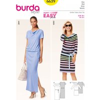 Patron Burda 6639 Robe jersey du 36 au 46 - Burda - Mondial Tissus