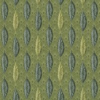 Tissu jacquard plumes vert - Mondial Tissus