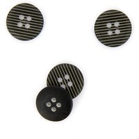 Boutons striés 2 trous noir 16 mm - MT - Mondial Tissus