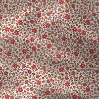Tissu double gaze multi fleurs rouge - Mondial Tissus