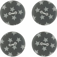 Carte 4 boutons étoiles gris foncé 18 mm - Frou Frou - Mondial Tissus