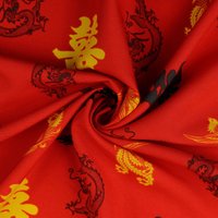 Tissu burlington dragons et bonheur rouge - Mondial Tissus