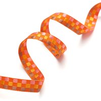 Ruban jacquard carreau orange 10 mm - Frou Frou - Mondial Tissus