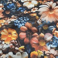 Tissu bachette imprimé champ fleuri 3D multico - Mondial Tissus